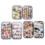 Fly fishing. A pair of Wheatley pocket fly boxes and another smaller, containing an assortment of