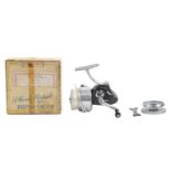 Angling. Hardy Bros England the Exalta fixed spool reel, with spare spool, spanner, cloth pouch