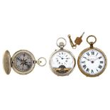 A Swiss brass lever watch, Superior Railway Timekeeper, a keyless watch with Hebdomas movement and