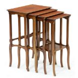 A set of Edwardian mahogany quartetto tables, crossbanded in satinwood and line inlaid, 61cm h; 27 x