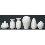 Studio pottery. Bruce Chivers - Three vases, high fired porcelain, 15cm h and smaller, potter's