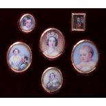 English School, 19th c - A group of six Portrait Miniatures of the Royal Family, comprising Queen