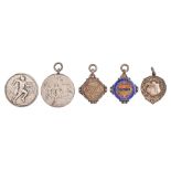 Three silver watch fob shields, early 20th c, various sizes, makers and dates, 18dwts and two larger