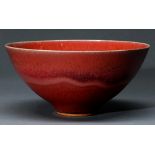 Studio Pottery. Peter Sparrey - Bowl, stoneware with flambe glaze, 26.5cm diam, potter's seal Good