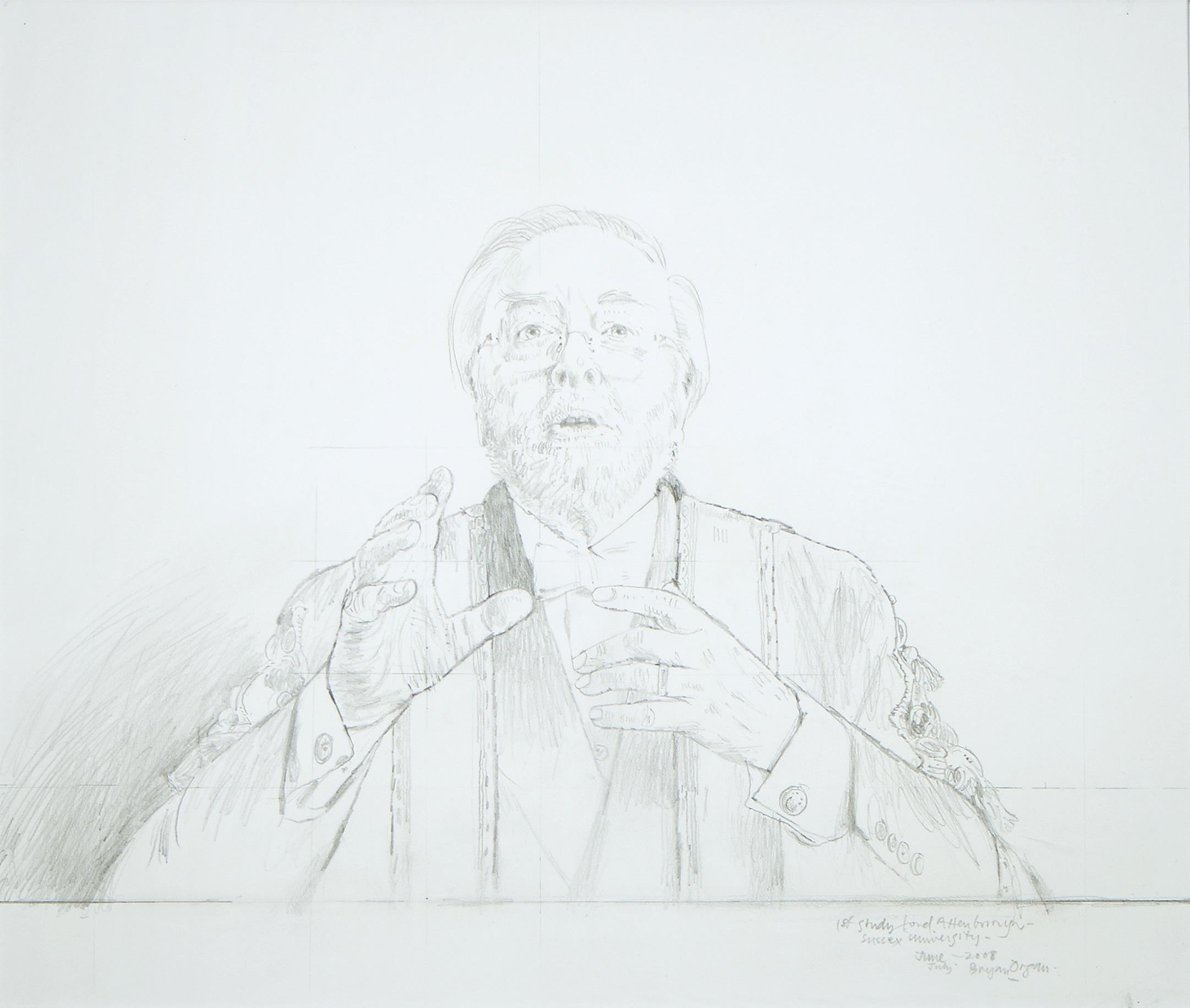 Bryan Organ (1935 - ) – Portrait of Lord Attenborough, signed, dated June July 2008 and inscribed - Image 2 of 4