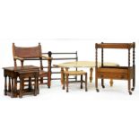 Miscellaneous furniture, including a coffee table, plate rack, trolley and chairs, etc