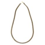 A white gold Brazilian mesh necklace, 39.5cm l, marked 585, 27.2g Light wear