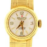 A Relotex 14ct gold lady's wristwatch, 17mm diam, on tapered gold bracelet, 23g Movement running