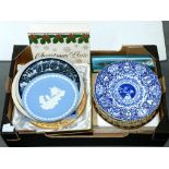 Two Coalport blue and white Coronation of King Edward VII and Queen Alexandra commemorative