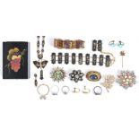 Miscellaneous costume jewellery,   to include a  shakudo and shibuichi panel link bracelet and