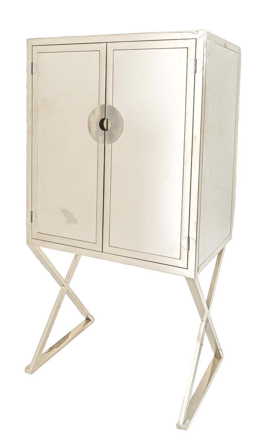 A polished metal cocktail cabinet, 150cm h