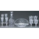 A  cut glass table service, c1900, deeply and richly cut with diamond octagons alternating with