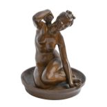 A French bronze statuette of a bather, by F Barbedienne, cast from a model by Gustav Crauk, late