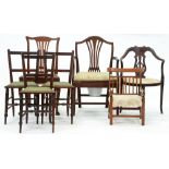 Four and a set of three mahogany and other dining chairs, late 19th c and later
