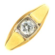 A diamond solitaire ring, with old cut diamond, in gold marked 585, 2.5g, size O½ Hoop worn