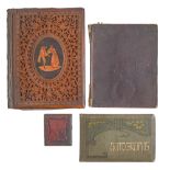 A Victorian commonplace book, illustrated with pencil and watercolour drawings, reverse a sepia '