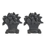 A pair of Victorian cast iron fruit basket chimney ornaments,  13.5cm h Good condition, complete and