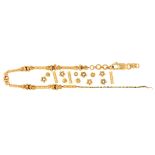 A Malaysian gold bracelet, of threaded links over fine chain, 19cm l, marked 916, 7.5g Chain