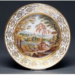 An English porcelain plate, probably Coalport, possibly outside decorated, c1807, painted with a