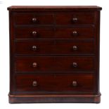 A Victorian mahogany chest of drawers, the drawers oak lined, 120cm h; 51 x 114cm The locks and