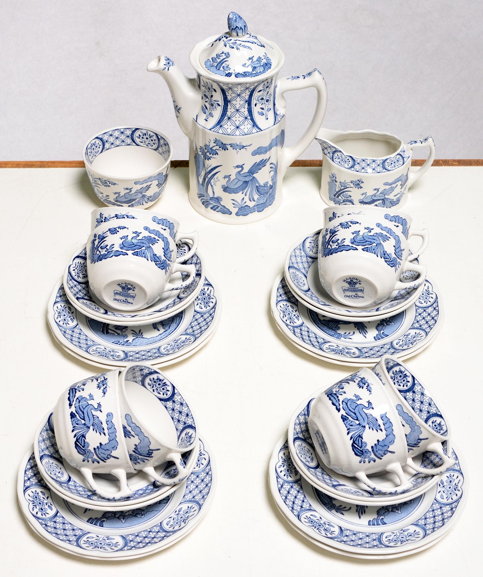 A Mason's Ironstone blue and white Old Chelsea tea service, printed mark Good condition