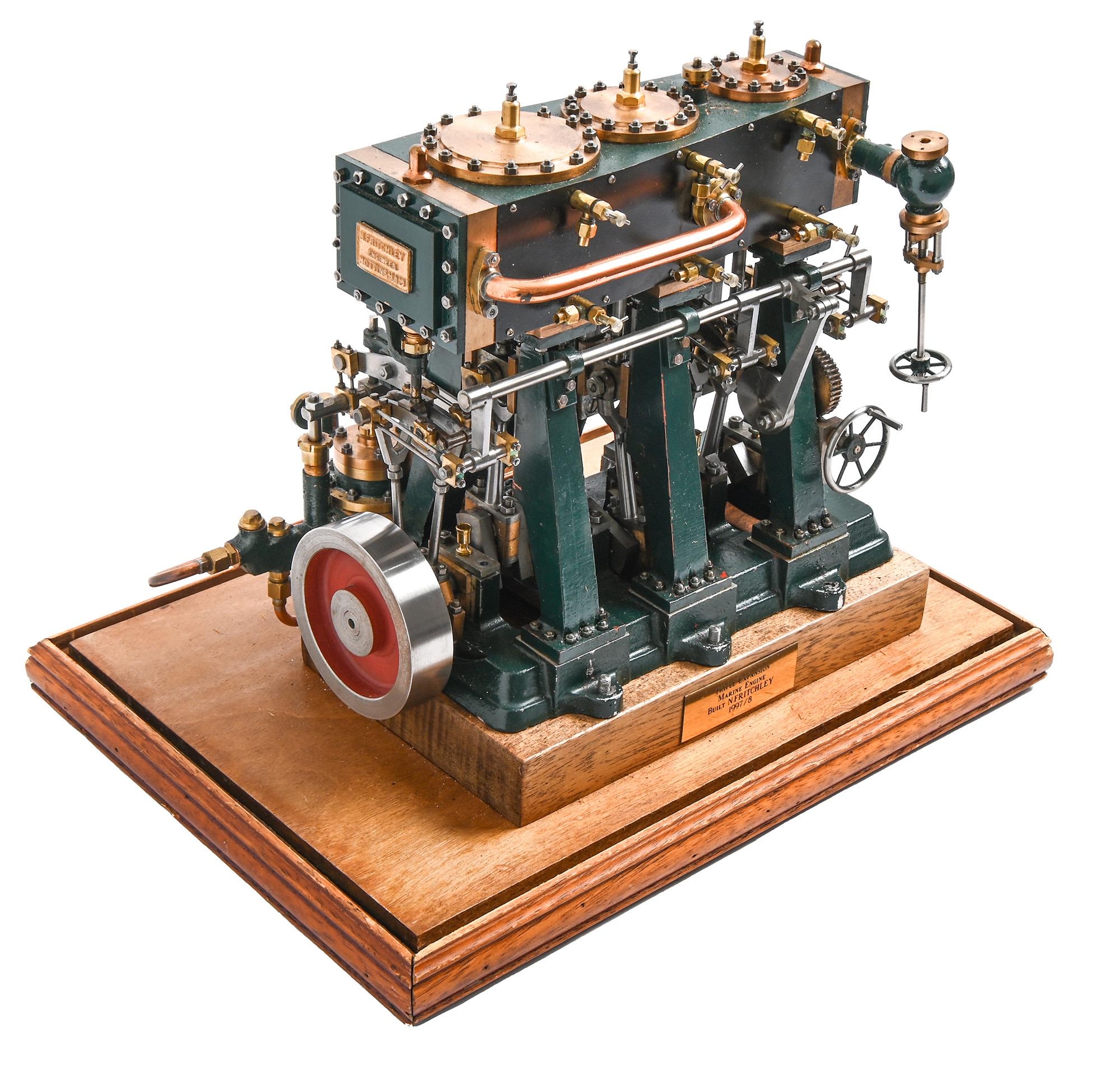 A well engineered model of a live steam triple expansion marine engine, built by N Fritchley, - Image 3 of 4