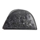 A French pressed horn snuff box in the form of Napoleon's hat, 19th c, the lid with the scene of