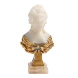 Dominique Alonso. Bust of a young woman, early 20th c, marble and gilt bronze on onyx base, 16cm h