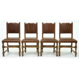 A set of four oak dining chairs,  seat height 46cm Good condition