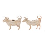 A Victorian silver cow creamer and a similar German silver cow creamer, 10.5cm l, by Maurice