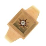 A diamond gipsy set signet ring,  in 9ct gold, Birmingham 1936, 4.4g, size P Good condition