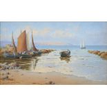 Warren Williams ARCA (1863-1941) - Fishing Boats by the Coast, signed, watercolour, 44 x 74cm,
