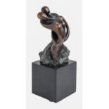 A bronze sculpture of a couple, signed JP and numbered 38 of an edition of 195, rich brown patina