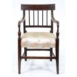 An Anglo-Indian calamander elbow chair, Ceylon, early-mid19th c, with reeded uprights to the