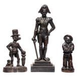 Three Victorian cast iron figural door porters, comprising the Duke of Wellington, Ally Sloper and a