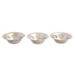 A set of three George V silver bowls, 11.5cm diam, maker AW, London 1932, 7ozs 8dwts Light wear
