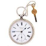 A silver lever watch, 'The Ludgate', J W Benson, Patent No 4658, No 62066, with three quarter pate