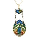 Murrle, Bennett & Co. A Jugendstil silver and enamel pendant, early 20th c, 57mm h, maker's mark and