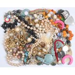 Miscellaneous costume jewellery,  principally necklaces Mostly in good condition