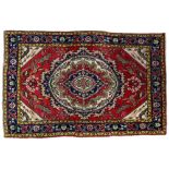 Three antique rugs, 140 x 190cm, 100 x 150cm and 128 x 200cm Localised wear but generally good