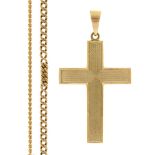 A gold chain, 53.5cm l, indistinct foreign control marks, 3.3g and two gold coloured metal articles,