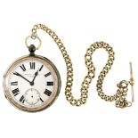 A silver lever watch, W Richman Leeds, No 533384, 57mm diam, Birmingham 1901 and a  plated albert