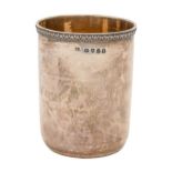 A George III silver beaker, with applied egg-and-dart rim, interior gilt, 89mm h, maker's mark
