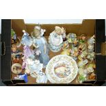 Miscellaneous Beswick, Coalport and other pottery and porcelain figures, plates and thimbles As a