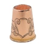 A Swedish gold thimble, early 19th c,  with amber top, by Gustav Dahlberg of Stockholm,  in