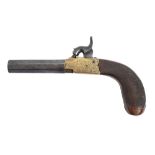 An English 50 bore percussion pocket pistol, with 3” octagonal turn-off barrel, foliate engraved