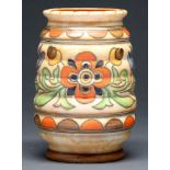 Charlotte Rhead.  A Crown Ducal vase, 1930s, tube lined with a band of stylised flowers, 18.5cm h,