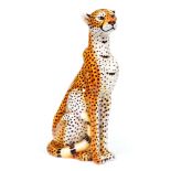 A Cararo pottery model of a leopard, 1970's, 82cm h, printed mark Good condition