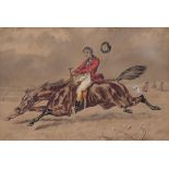 Follower of Henry Thomas Alkin - Fox Hunting Incidents, a set of five, watercolour on coloured