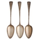 A set of three George III silver tablespoons, Old English pattern, by Solomon Hougham, London